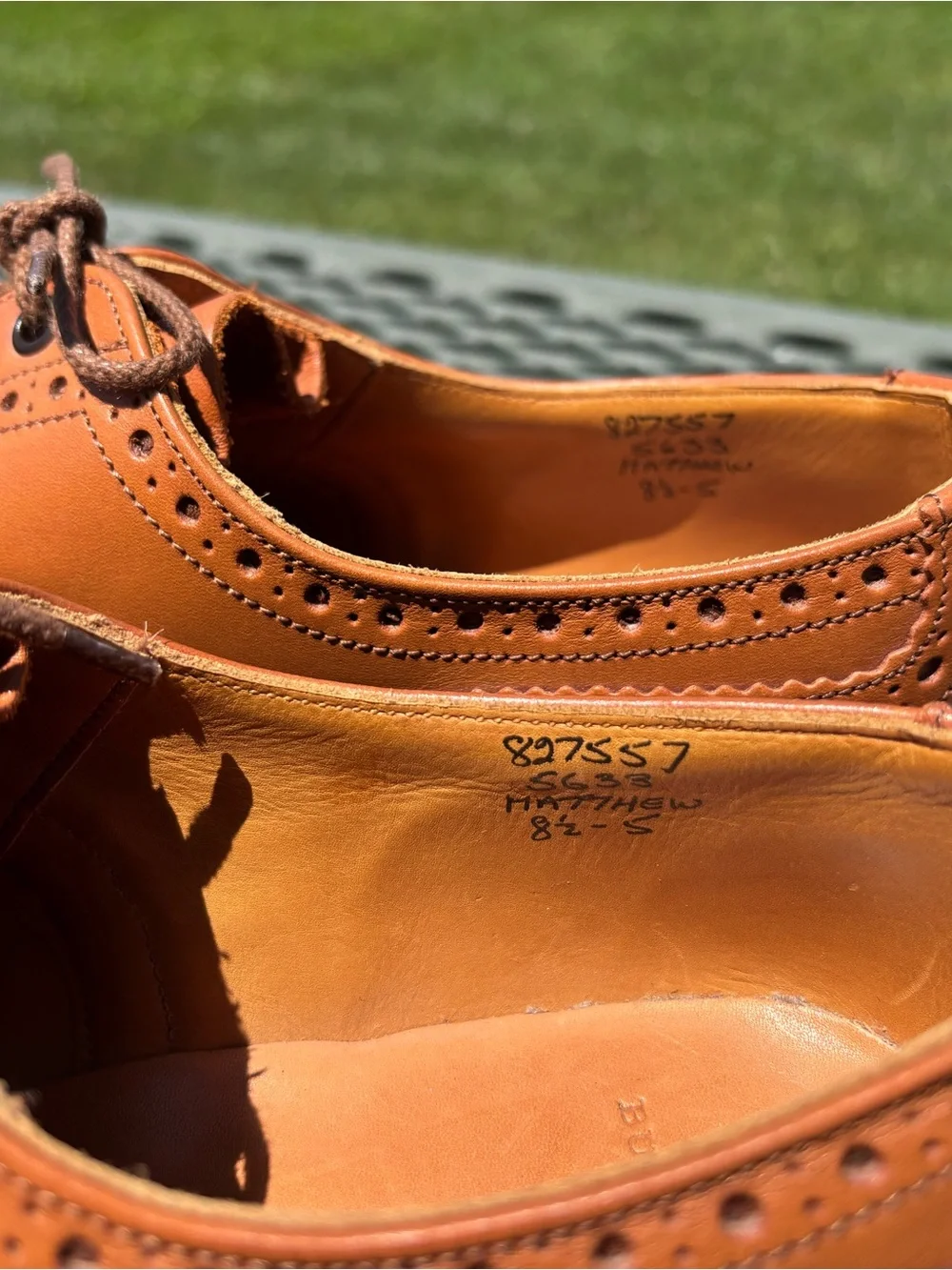 Burberry Brown Leather Derby Brogue Shoes Men's UK 8.5 US 9.5